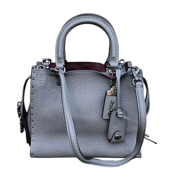 Rare Coach 1941  Rogue  Grey With Rivets Plum Suede Lining & Tea Rose … - Picture 1 of 9